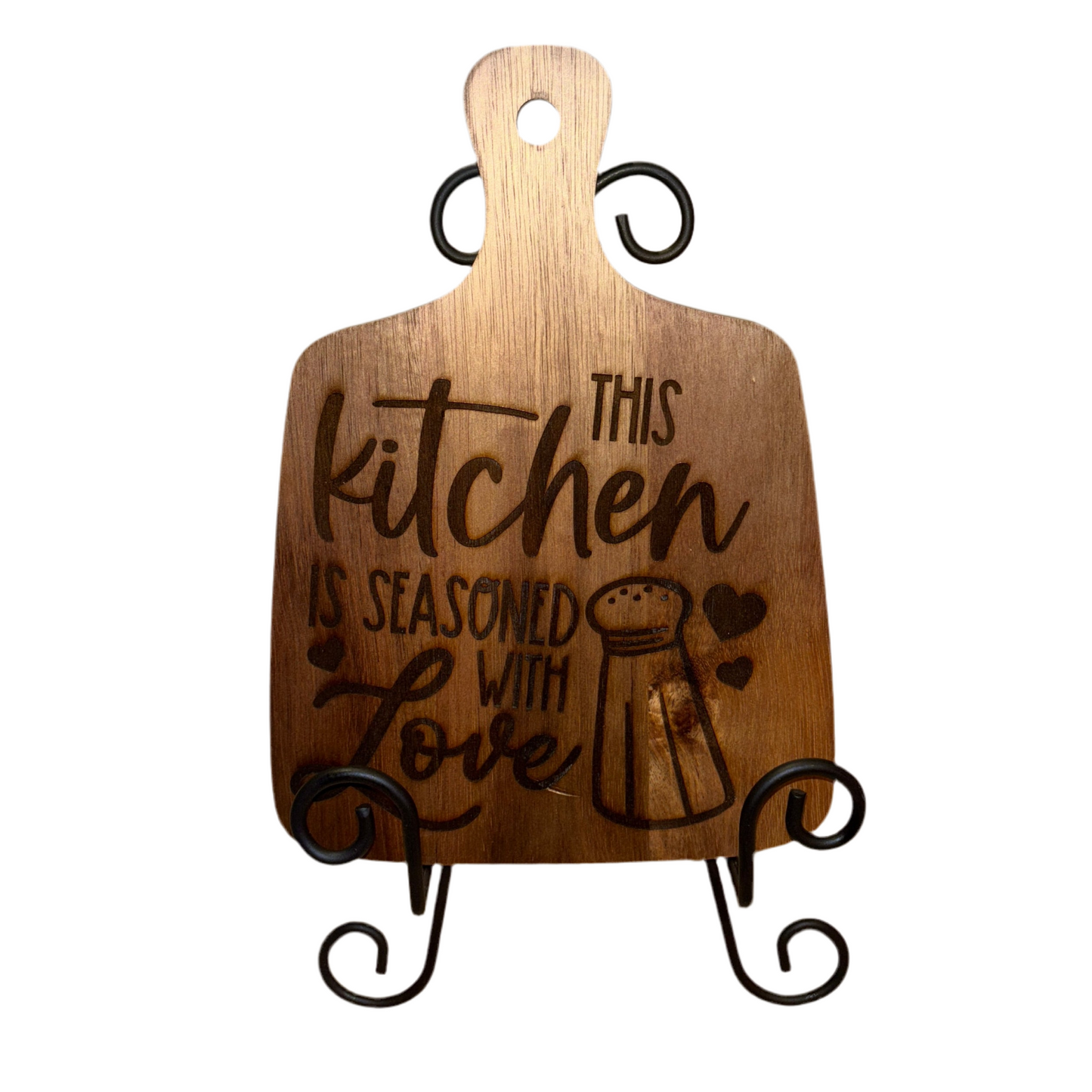 “This Kitchen Is Seasoned with Love” Mini Cutting/Serving Board | Engraved Wooden Décor Gift