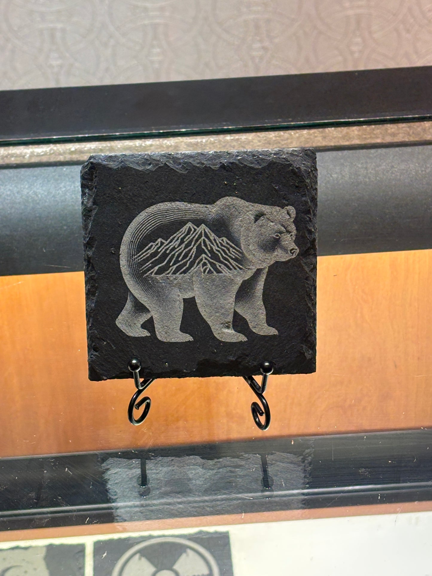 Mini Engraved 4” Slate – Mountain Bear Silhouette