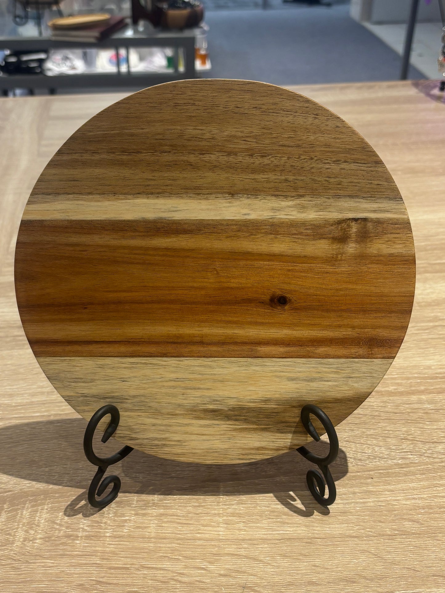 Round Acacia & Blue Resin Charcuterie Board – 11.5”