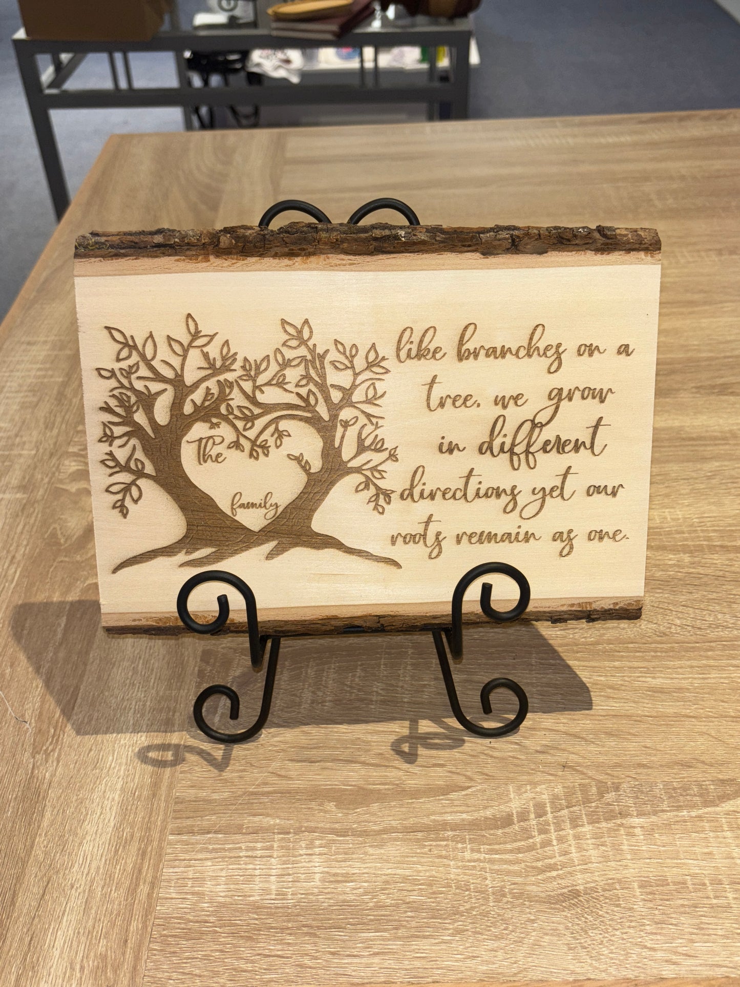 Engraved Wood Plaque – “Like Branches on a Tree” | Personalized Live Edge Family Tree Sign
