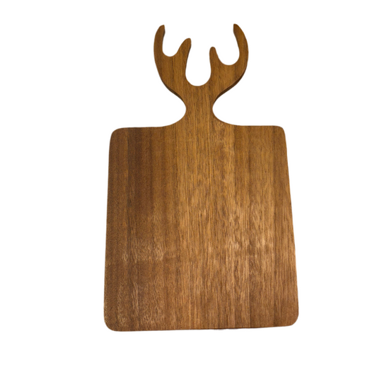 Rustic Antler-Handled Cutting Board – 13.5” x 8” | Personalized Laser Engraving Available