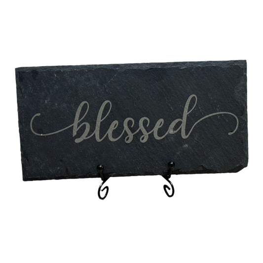 Engraved Slate Sign – “Blessed” | 8x4 Rustic Home Décor