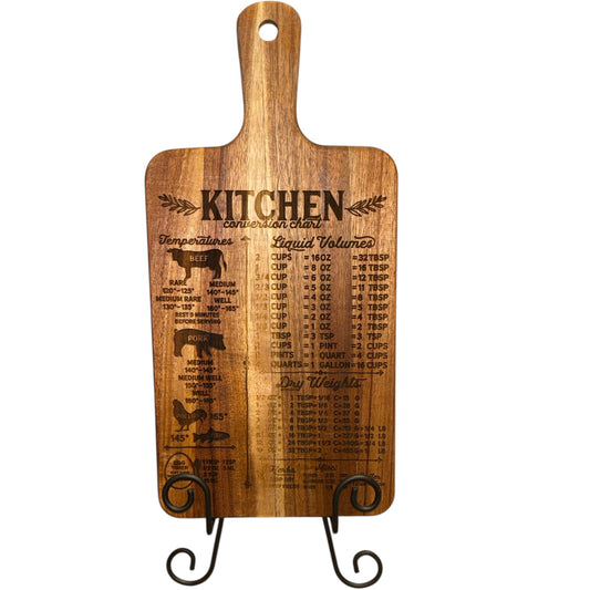 Engraved Kitchen Conversion Chart Cutting Board – Acacia Wood