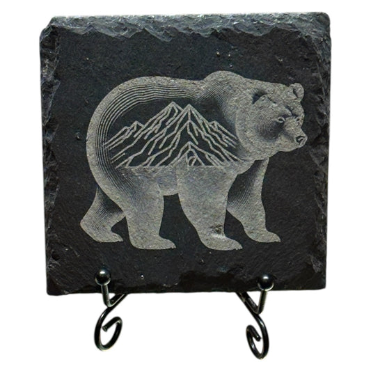 Mini Engraved 4” Slate – Mountain Bear Silhouette
